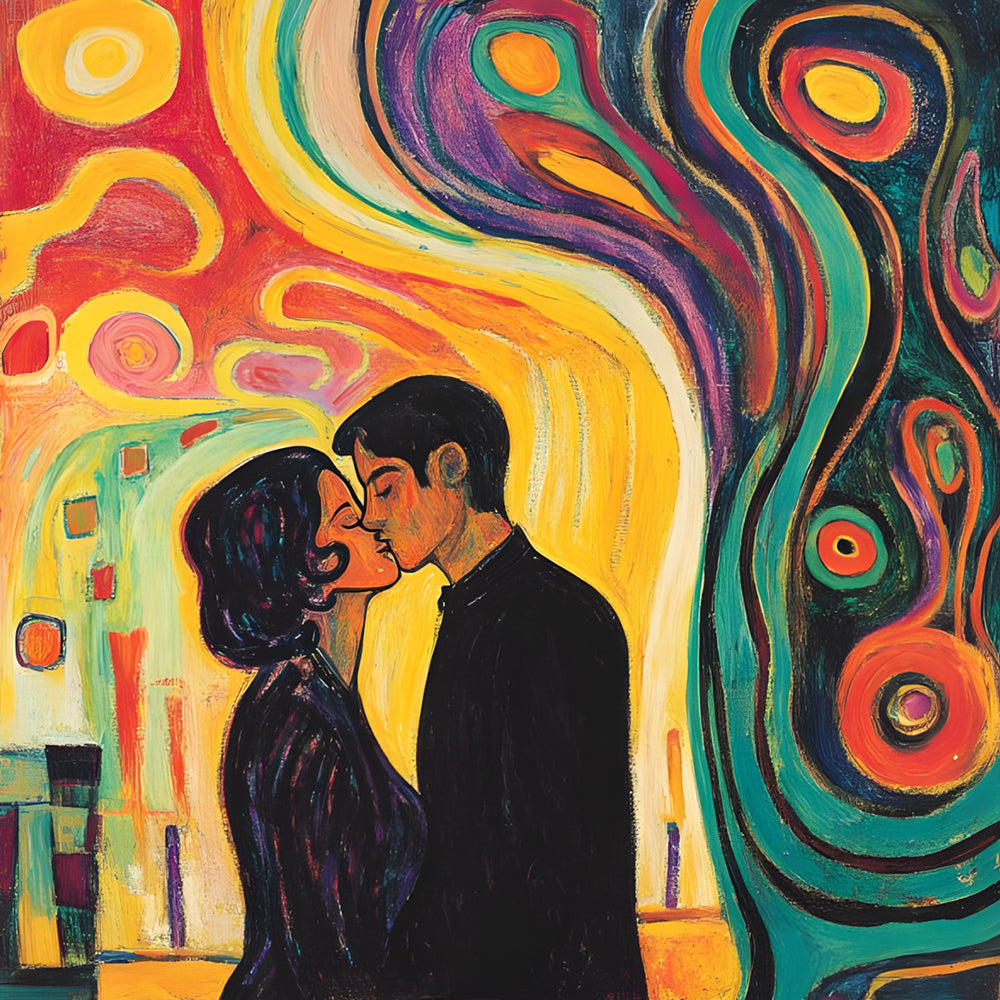 Abstract romantic couple painting cross stitch kit for beginners