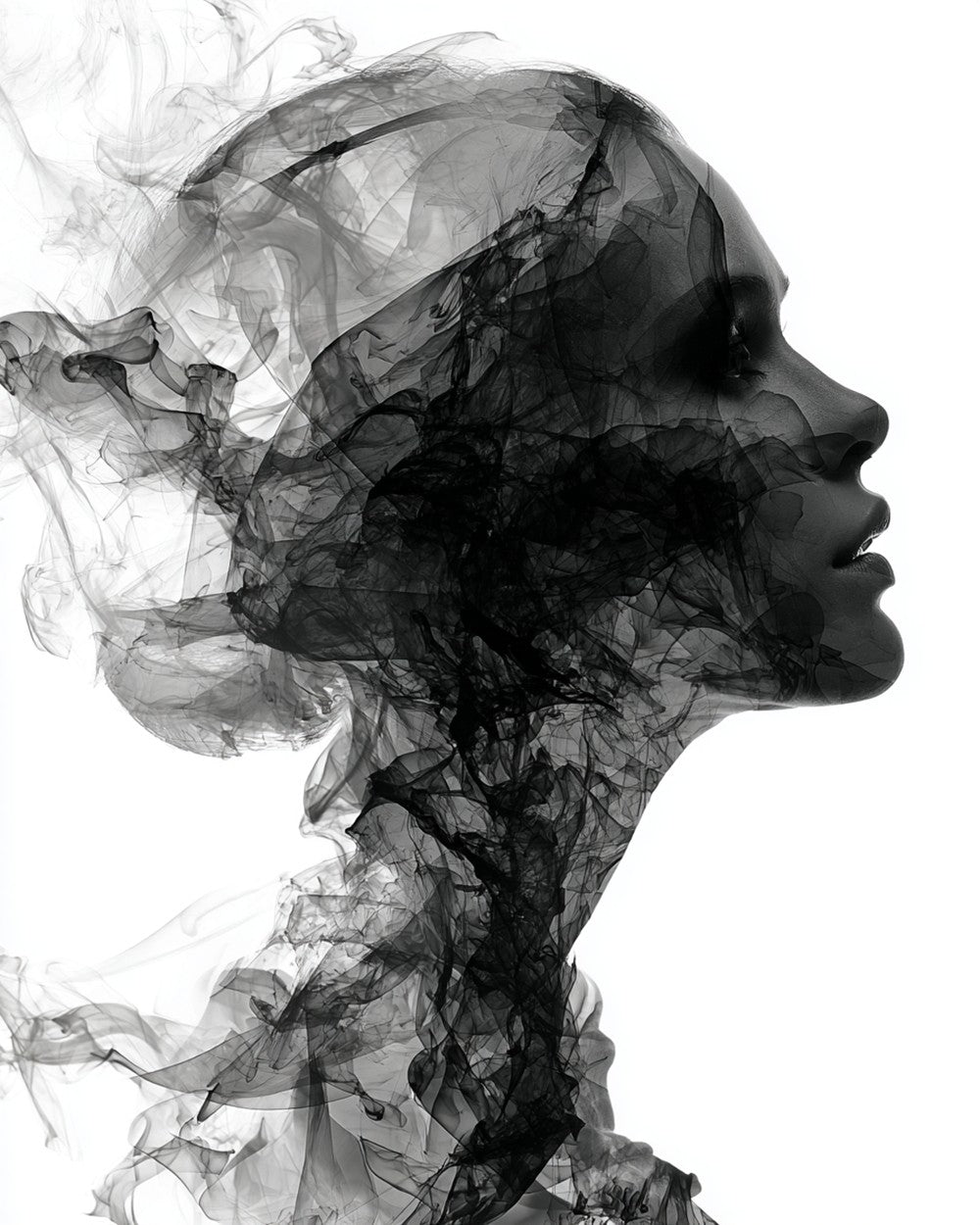 Abstract smoke woman silhouette cross stitch kit for beginners