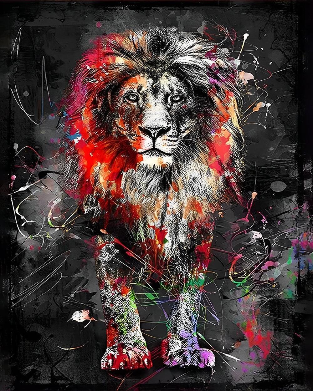 Abstract splash lion cross stitch kit for beginners