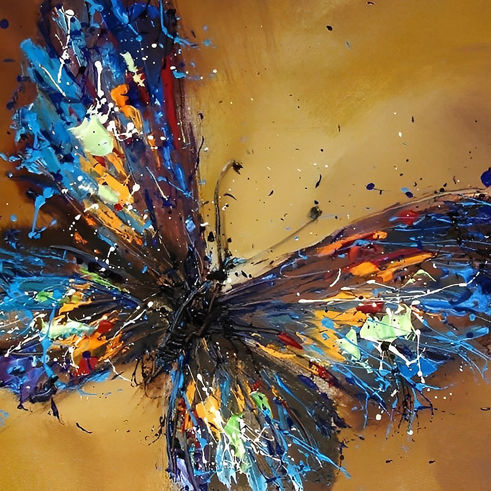 Abstract splatter butterfly cross stitch kit for beginners
