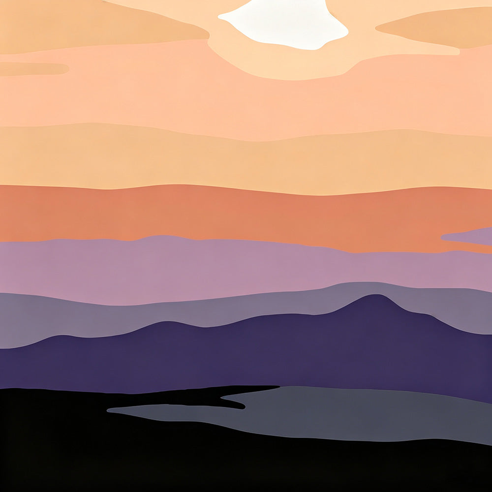Abstract sunset mountains cross stitch kit for beginners