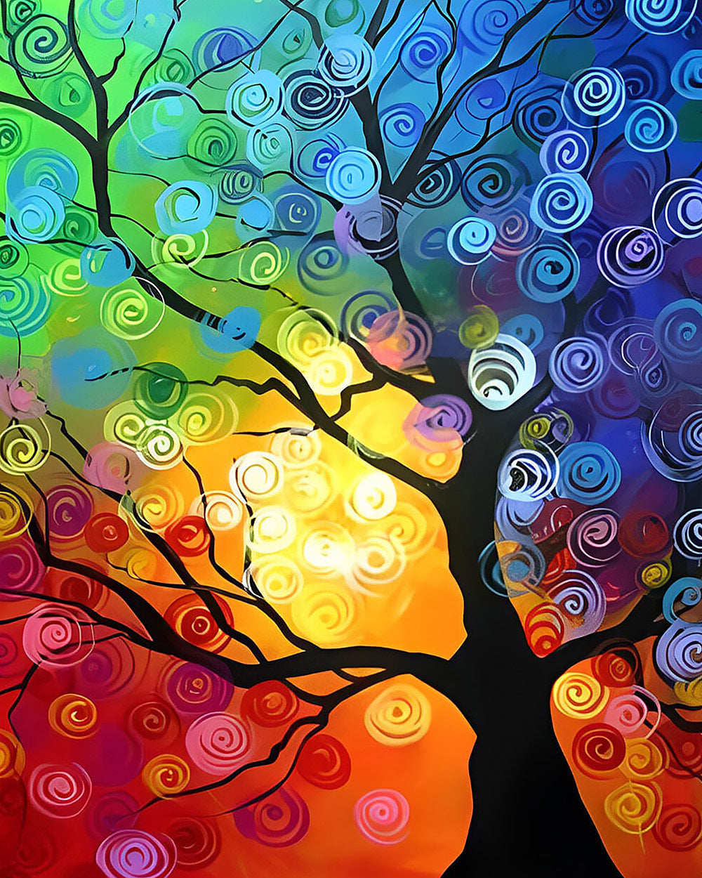 Abstract swirl tree cross stitch kit for beginners