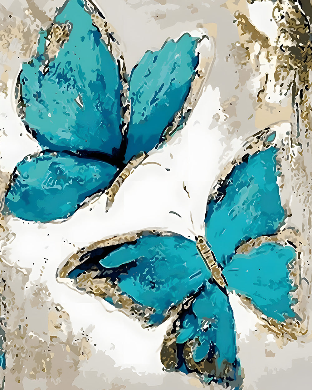 Abstract teal butterflies cross stitch kit for beginners