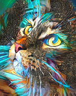 Abstract tribal cat cross stitch kit for beginners
