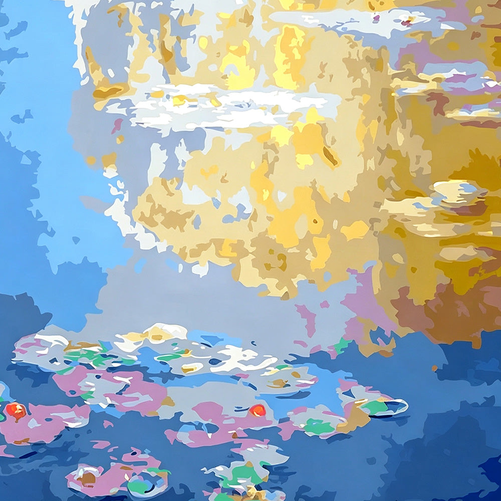 Abstract water lily pond cross stitch kit for beginners