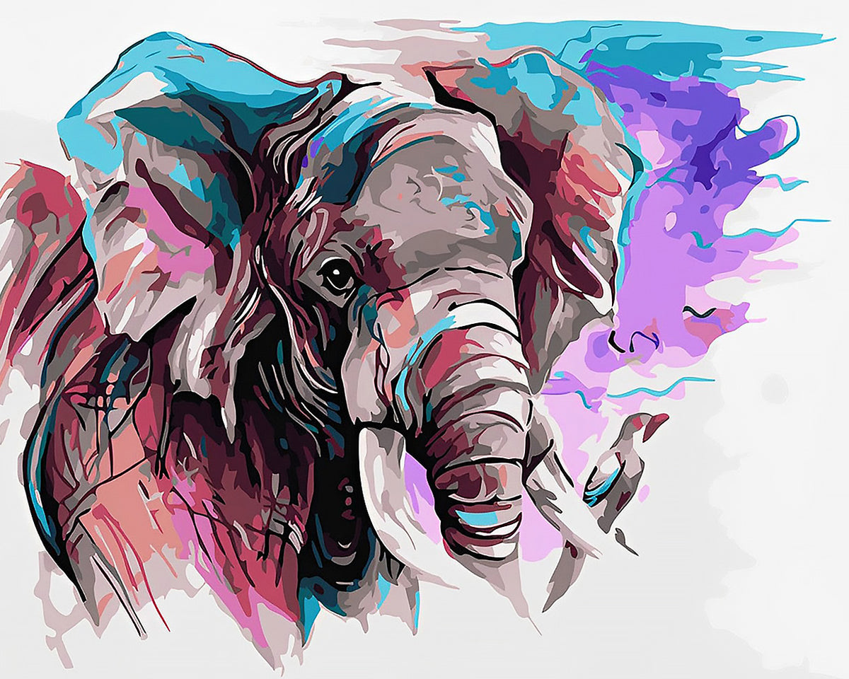 Abstract watercolour elephant cross stitch kit for beginners