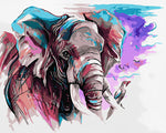 Abstract watercolour elephant cross stitch kit for beginners
