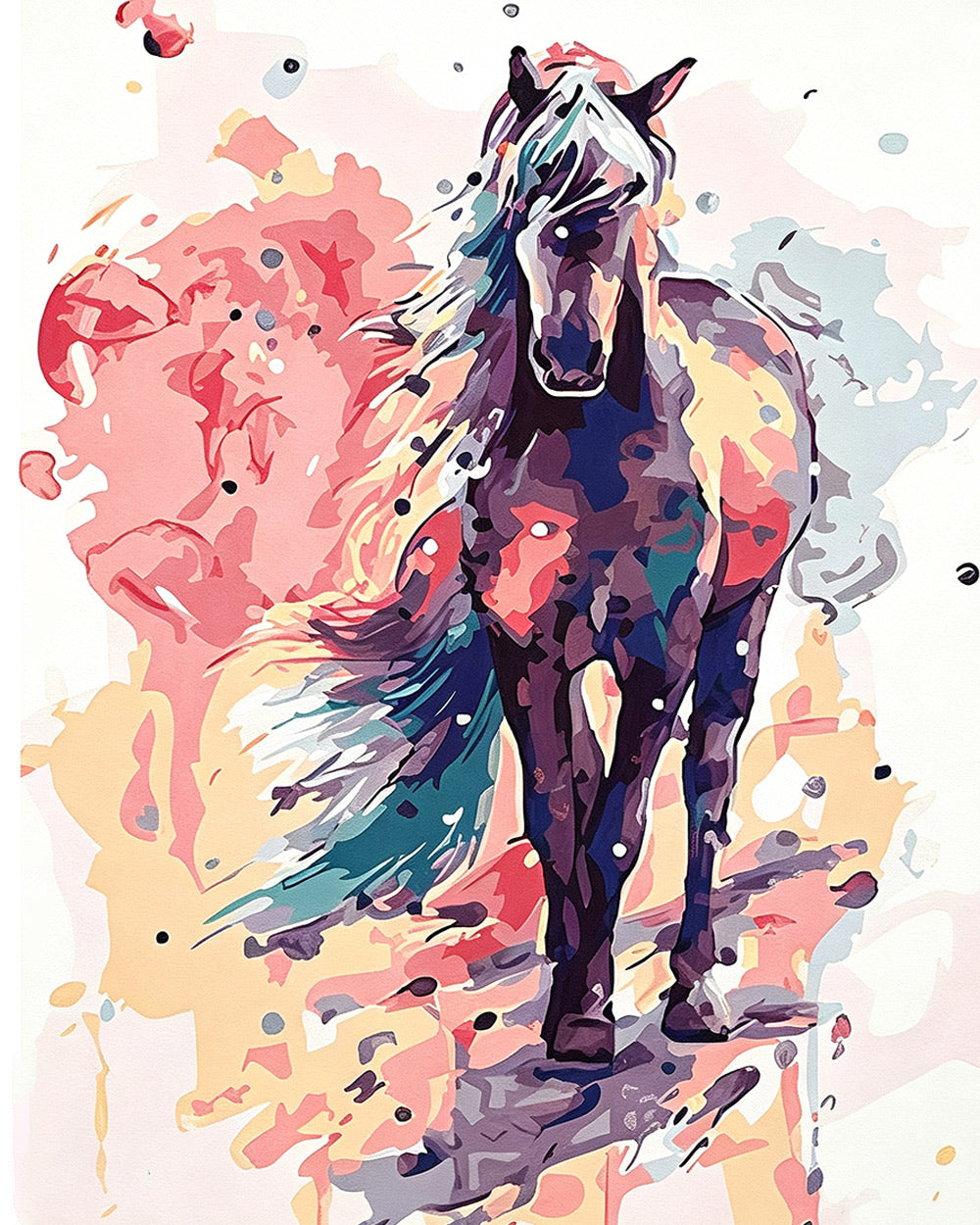 Abstract watercolour horse cross stitch kit for beginners
