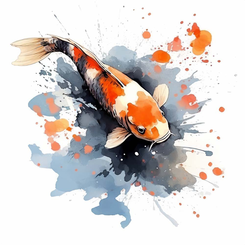 Abstract watercolour koi fish cross stitch kit for beginners