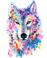 Abstract watercolour wolf cross stitch kit for beginners