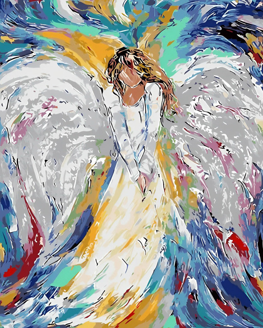 Abstract white angel cross stitch kit for beginners