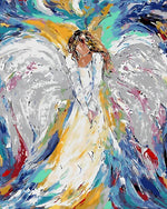 Abstract white angel paint by numbers kit for beginners