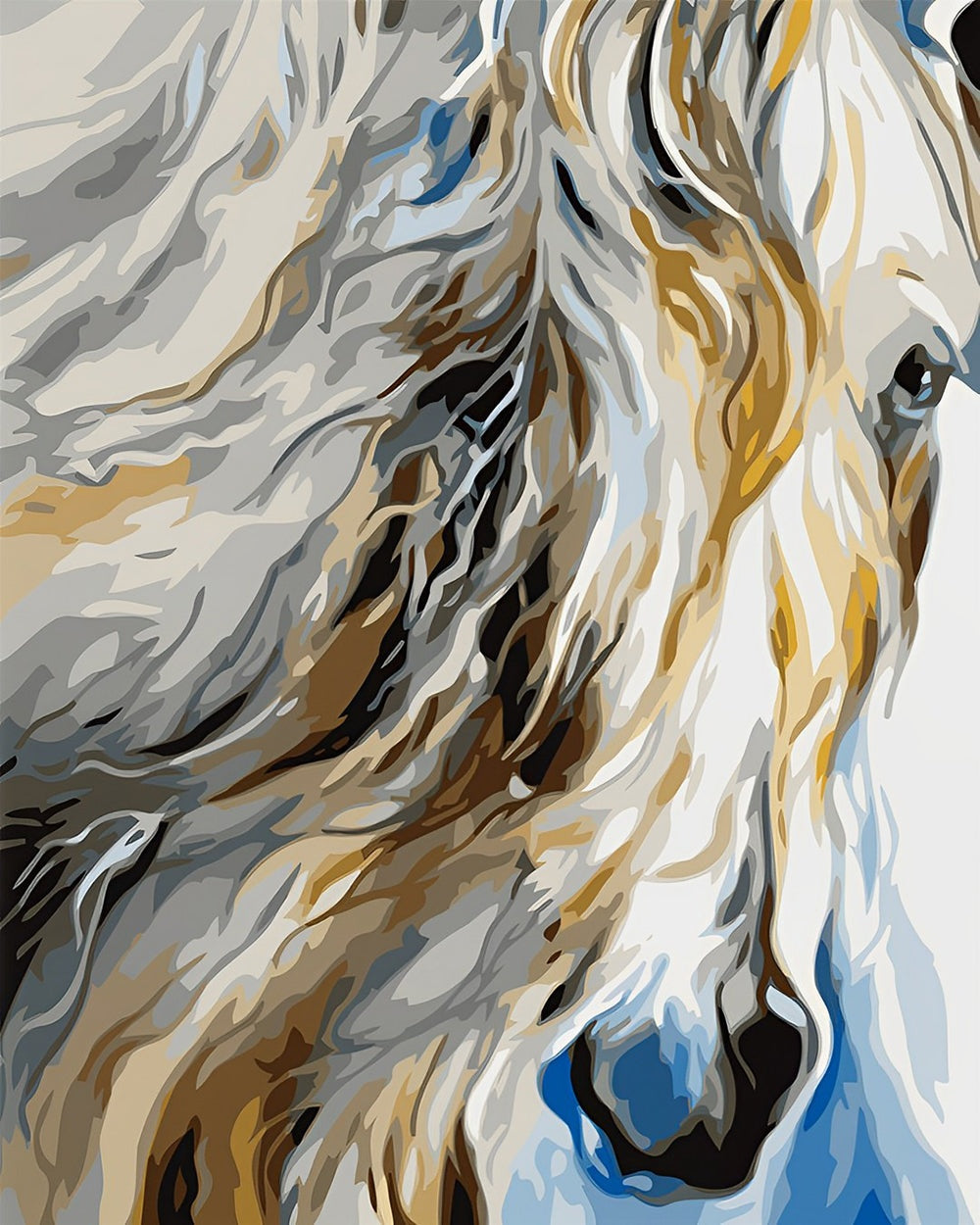 Abstract white horse cross stitch kit for beginners