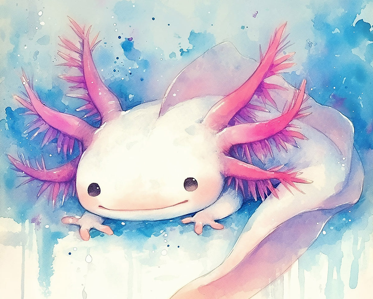 Adorable axolotl cross stitch kit for beginners