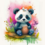 Adorable baby panda with a butterfly cross stitch kit for beginners
