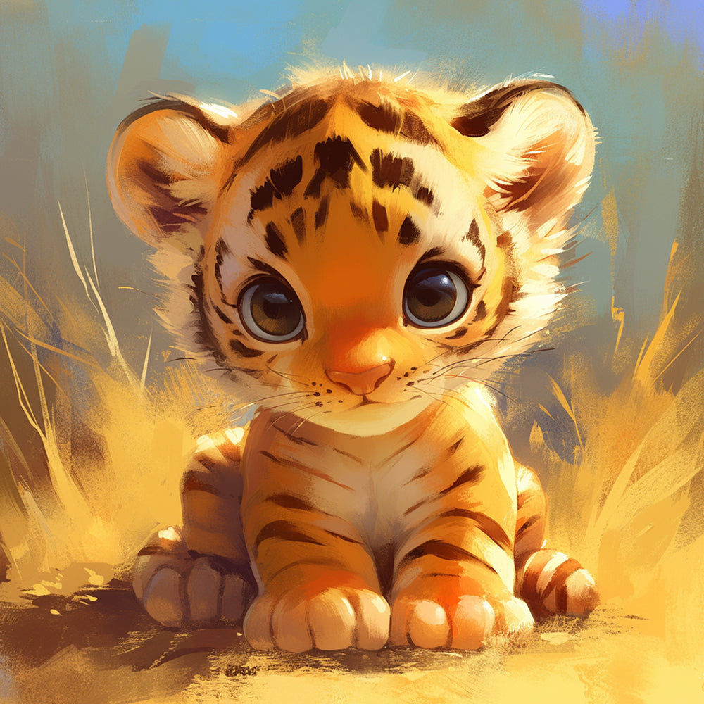 Adorable baby tiger cross stitch kit for beginners