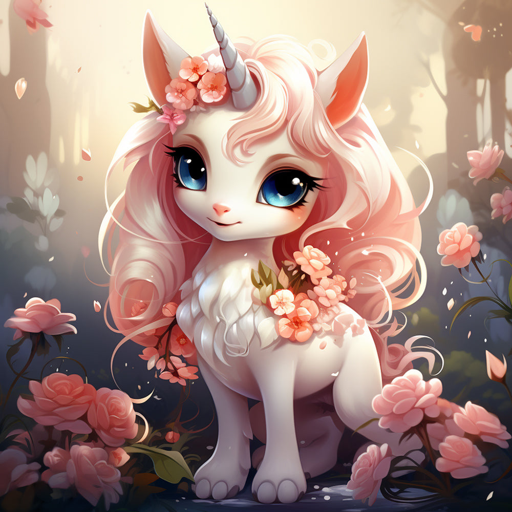 Adorable baby unicorn and flowers cross stitch kit for beginners