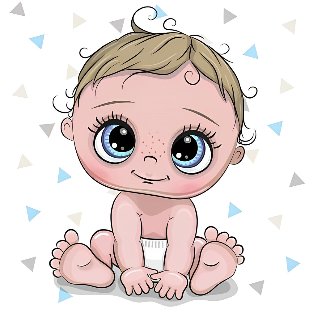 Adorable cartoon baby boy cross stitch kit for beginners