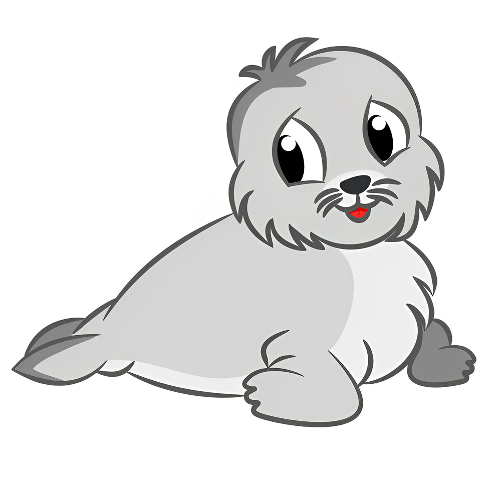Adorable grey seal pup cross stitch kit for beginners