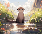 Adorable otter by the water paint by numbers kit for beginners