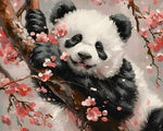 Adorable panda in cherry blossoms cross stitch kit for beginners