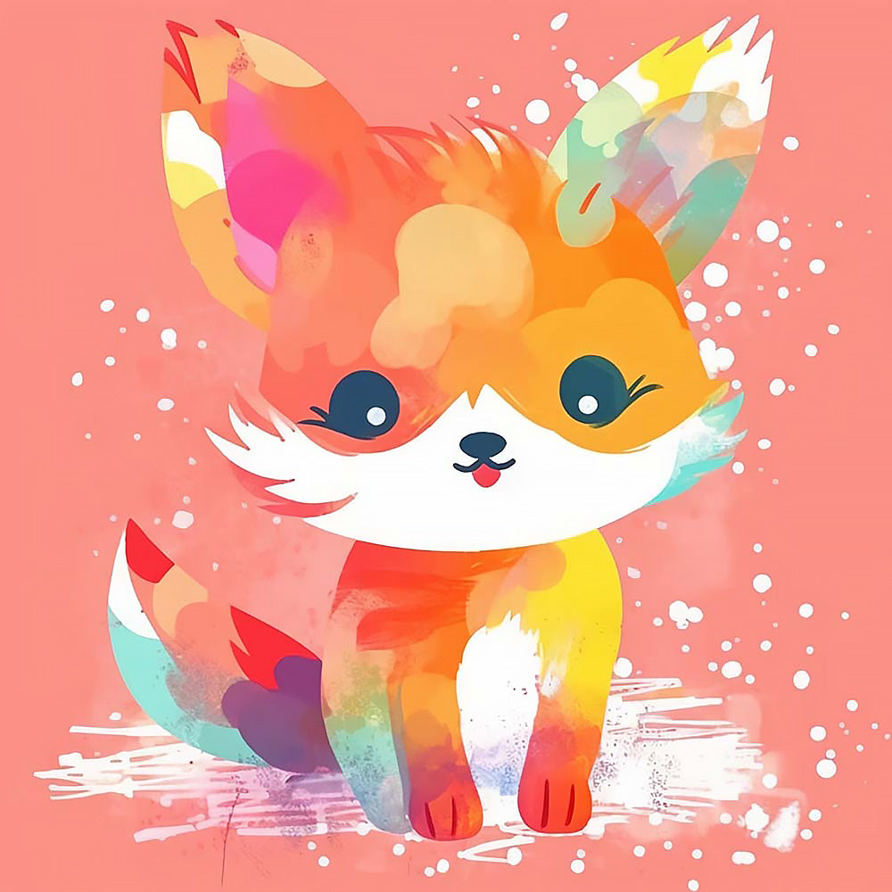 Adorable rainbow fox cross stitch kit for beginners