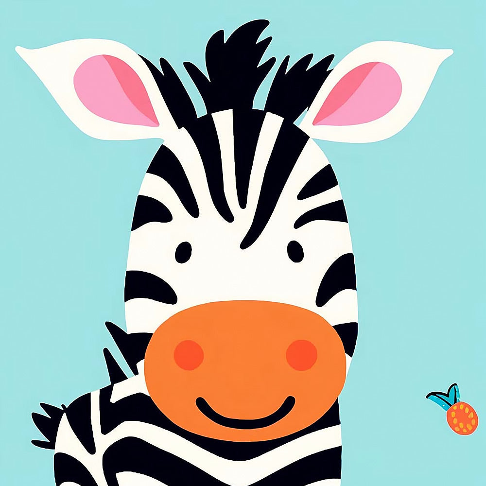 Adorable zebra with pink ears cross stitch kit for beginners