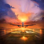 Aeroplane taking off at sunset cross stitch kit for beginners
