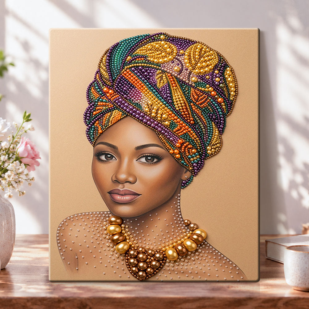 African beauty portrait pearl diamond painting kit for beginners