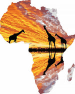 African map with giraffe silhouettes cross stitch kit for beginners