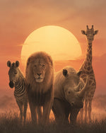 African safari animals at sunset cross stitch kit for beginners