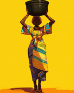 African woman with a basin on her head cross stitch kit for beginners