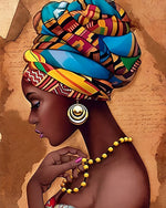 African woman with colourful headwrap cross stitch kit for beginners