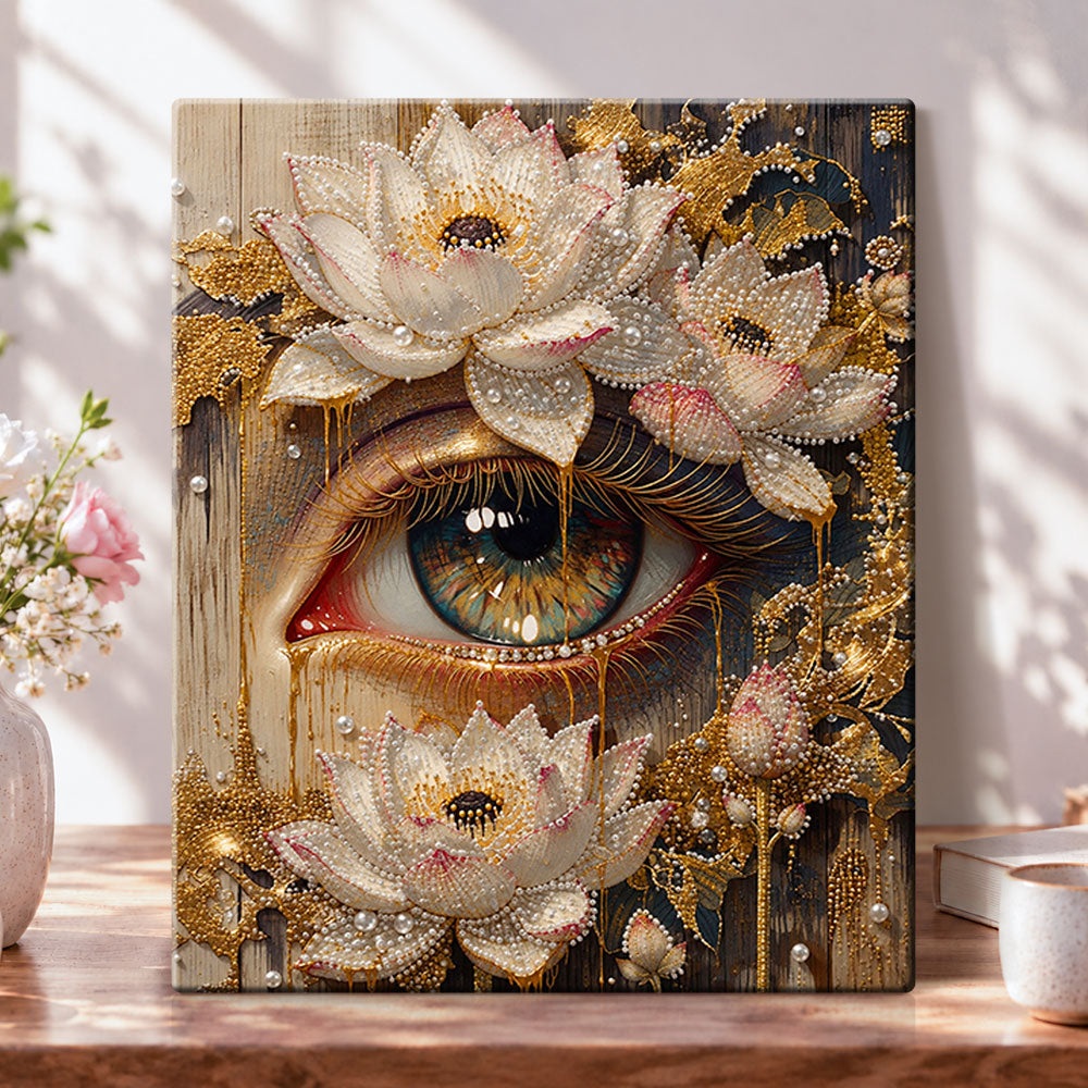 All seeing eye with lotus pearl diamond painting kit for beginners