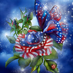 American flag rose and butterfly cross stitch kit for beginners