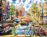 Amsterdam canal and bicycle cross stitch kit for beginners