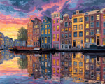 Amsterdam canal and houses cross stitch kit for beginners