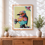 Finished an impasto kingfisher cross stitch artwork displayed