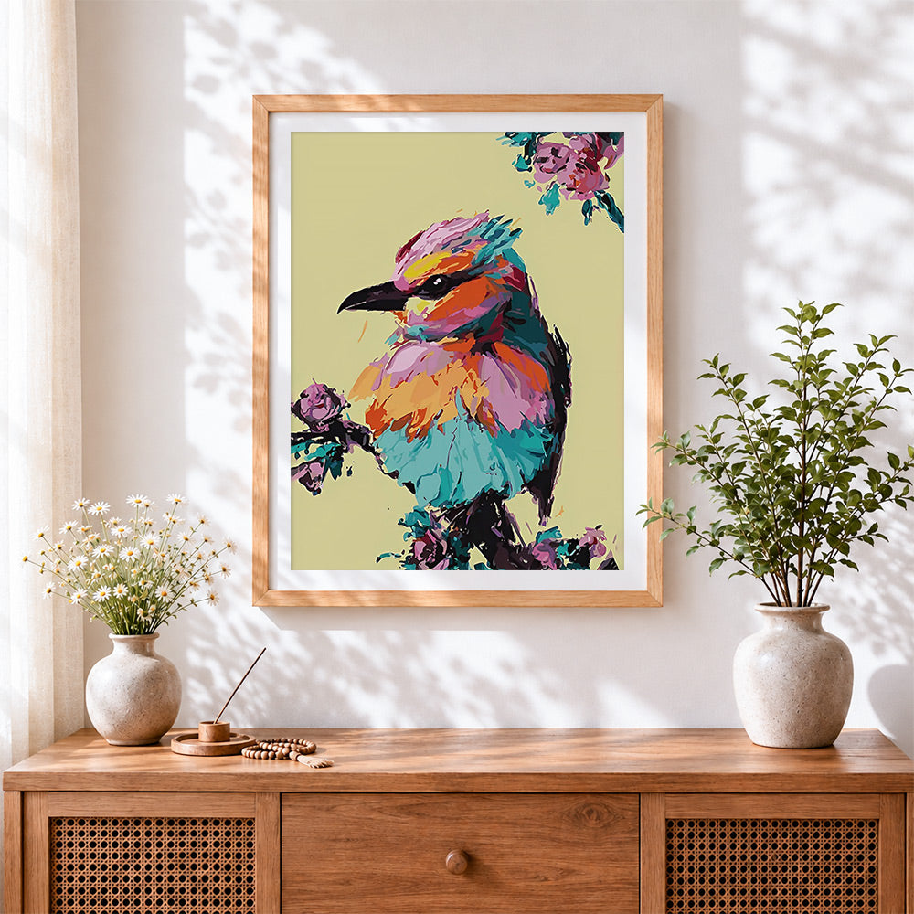 Finished an impasto kingfisher cross stitch artwork displayed
