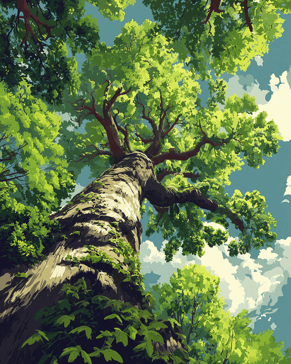 Ancient tree canopy cross stitch kit for beginners