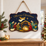 Angel and shepherds nativity paint by numbers door hanger as indoor wall decor