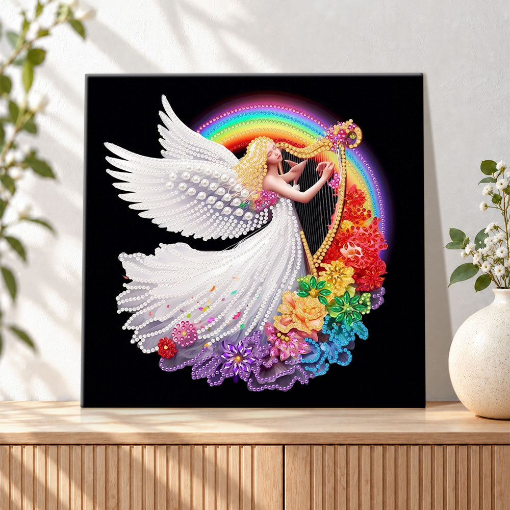 Angel playing harp pearl diamond painting kit for beginners