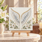 Angel wings sea glass art kit displayed as seasonal home decor