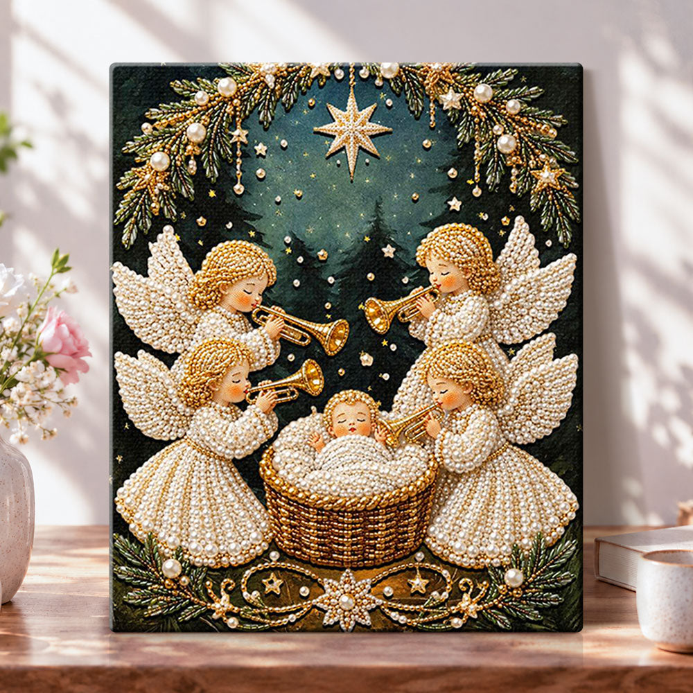 Angels greet holy infant pearl diamond painting kit for beginners