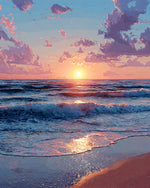 Anime style ocean sunset cross stitch kit for beginners