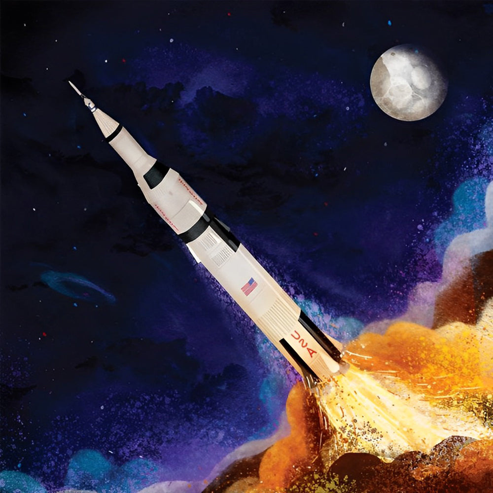 Apollo saturn v rocket launch cross stitch kit for beginners