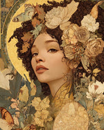 Art nouveau floral woman cross stitch kit for beginners