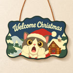 Astonished cat in moonlit hills paint by numbers door hanger finished design