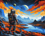 Astronaut and blue planet cross stitch kit for beginners
