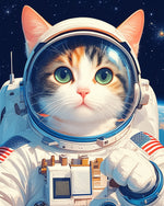 Astronaut cat in space suit cross stitch kit for beginners